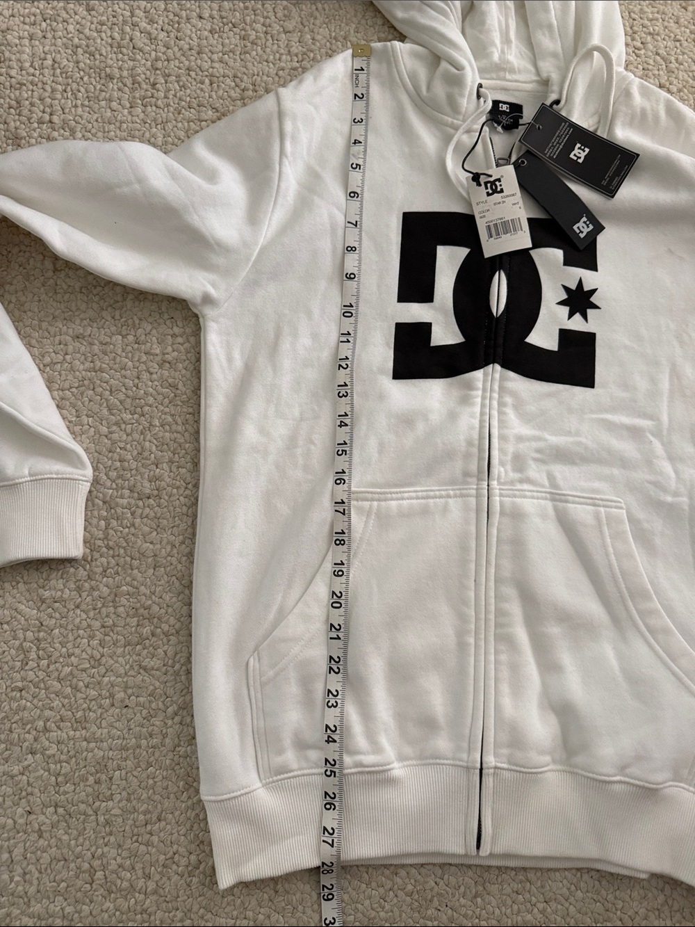 DC White Hoodie with Black Logo - Picture 4 of 9